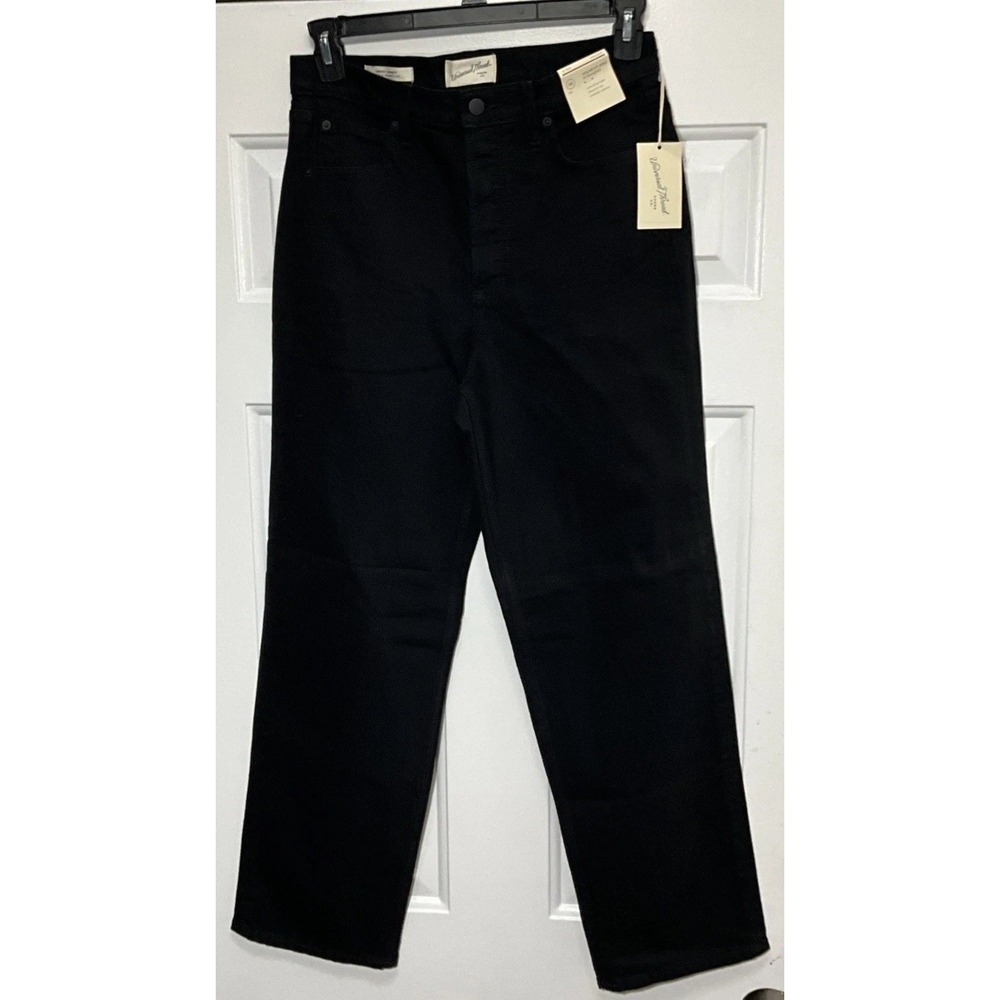 Universal Thread Black High Rise Slim Straight Stretch Jeans Button Fly Size 10